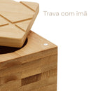 Saleiro Quadrado de Bambu com Tampa 9cm x 9cm x 7cm - Lyor