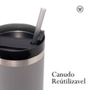 Copo Térmica Parede Dupla SlimTerm  e Canudo Cinza 890ml - Wolff