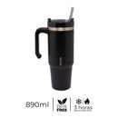 Copo Térmica Parede Dupla SlimTerm e Canudo Preta 890ml - Wolff