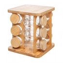 Conjunto 12 Potes em Borossilicato com Tampa Hermética e Rack Giratório em Bambu 120ml - Wolff