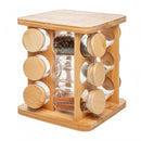 Conjunto 12 Potes em Borossilicato com Tampa Hermética e Rack Giratório em Bambu 120ml - Wolff