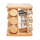 Conjunto 12 Potes em Borossilicato com Tampa Hermética e Rack Giratório em Bambu 120ml - Wolff