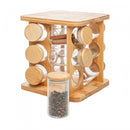 Conjunto 12 Potes em Borossilicato com Tampa Hermética e Rack Giratório em Bambu 120ml - Wolff