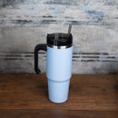 Copo Térmica Parede Dupla SlimTerm e Canudo Azul 890ml - Wolff