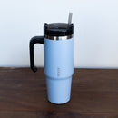 Copo Térmica Parede Dupla SlimTerm e Canudo Azul 890ml - Wolff