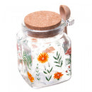 Pote Quadrado de Vidro com Tampa e Colher de Bambu Flora 270ml - Lyor