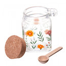 Pote Quadrado de Vidro com Tampa e Colher de Bambu Flora 270ml - Lyor