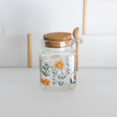 Pote Quadrado de Vidro com Tampa e Colher de Bambu Flora 270ml - Lyor