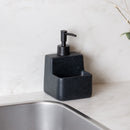 Porta Detergente Líquido com Suporte para Esponja Granilite Preto 360ml Cerâmica - Lyor