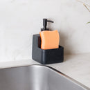 Porta Detergente Líquido com Suporte para Esponja Granilite Preto 360ml Cerâmica - Lyor