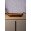 Cesta Oval com Alça Rattan 22,5cm x 15cm x 7,5cm Plástico - Lyor