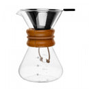 Cafeteira com Filtro de Inox e Detalhe em Bambu 400ml Vidro Borossilicato - Lyor