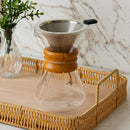 Cafeteira com Filtro de Inox e Detalhe em Bambu 400ml Vidro Borossilicato - Lyor