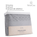 Jogo de Cama Bordado Solteiro Belle Maison Cinza Microfibra - Lyor