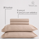 Jogo de Cama Bordado Queen Duquesa Bege Microfibra - Lyor