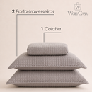 Colcha Matelassê Quadrat Casal com 2 Porta Travesseiros Cinza Microfibra - Lyor