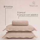 Colcha Matelassê Quadrat King com 2 Porta Travesseiros Bege Microfibra - Lyor