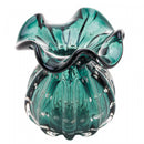 Vaso de Vidro Italy Verde Esmeralda e Dourado 10cm x 11cm - Wolff