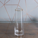Vaso de Vidro com Borda Dourada Liz 11cm x 11cm x 27cm - Wolff