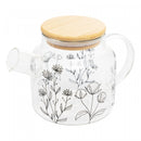 Chaleira de Vidro Borossilicato com Tampa de Bambu Flor 600ml - Wolff