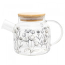 Chaleira de Vidro Borossilicato com Tampa de Bambu Flor 600ml - Wolff