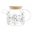 Chaleira de Vidro Borossilicato com Tampa de Bambu Flor 600ml - Wolff