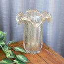 Vaso de Vidro Italy Transparente e Dourado 22cm x 22cm x 27cm - Wolff