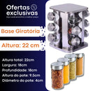 Porta Tempero Giratório Inox - 12 Potes