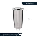 Copo Térmico de Aço Inox Parede Dupla com Tampa 600ml - Wolff