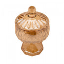 Potiche Decorativo de Cristal com Pé Louise Âmbar Metalizado 11cm x 18cm - Wolff