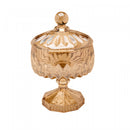 Potiche Decorativo de Cristal com Pé Louise Âmbar Metalizado 11cm x 18cm - Wolff