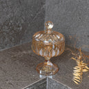 Potiche Decorativo de Cristal com Pé Louise Âmbar Metalizado 11cm x 18cm - Wolff