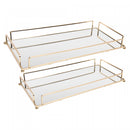 Conjunto 2 Bandejas Decorativas de Metal Dourada 36cm x 20cm x 5cm/34cm x 16cm x 4cm - Wolff