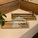 Conjunto 2 Bandejas Decorativas de Metal Dourada 36cm x 20cm x 5cm/34cm x 16cm x 4cm - Wolff