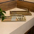 Conjunto 2 Bandejas Decorativas de Metal Dourada 36cm x 20cm x 5cm/34cm x 16cm x 4cm - Wolff