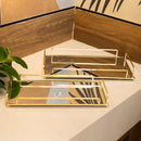Conjunto 2 Bandejas Decorativas de Metal Dourada 36cm x 20cm x 5cm/34cm x 16cm x 4cm - Wolff