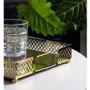 Bandeja com Espelho Marbella 38cm x 24cm x 5cm Dourada Metal - Wolff