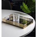 Bandeja com Espelho Marbella 32cm x 20cm x 5cm Dourada Metal - Wolff