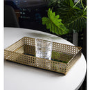 Bandeja com Espelho Versalhes 32cm x 20cm x 5cm Dourada Metal - Wolff