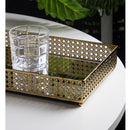 Bandeja com Espelho Versalhes 32cm x 20cm x 5cm Dourada Metal - Wolff