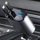 Carregador Turbo 4 em 1 Automotivo com Cabos Retráteis e Porta USB