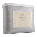 Colcha Matelassê Quadrat King com 2 Porta Travesseiros Cinza Microfibra - Lyor