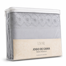 Jogo de Cama Bordado Queen Belle Maison Cinza Microfibra - Lyor