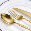 Conjunto de Talheres Dourado 24 Peças de Aço Inoxidável