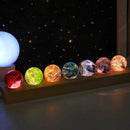 Esfera Luminária dos Chakras Led com Suporte de Madeira
