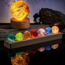 Esfera Luminária dos Chakras Led com Suporte de Madeira