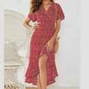 Vestido Feminino Longo de Verão Estampado com Babados