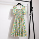 Vestido Feminino Midi Plissado Florido de Verão
