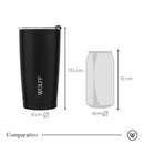 Copo Térmico de Aço Inox Parede Dupla com Tampa Preto 600ml - Wolff