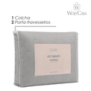 Colcha Matelassê Saphira King e 2 Porta Travesseiros Toque 300 Fios Cinza Microfibra - Lyor